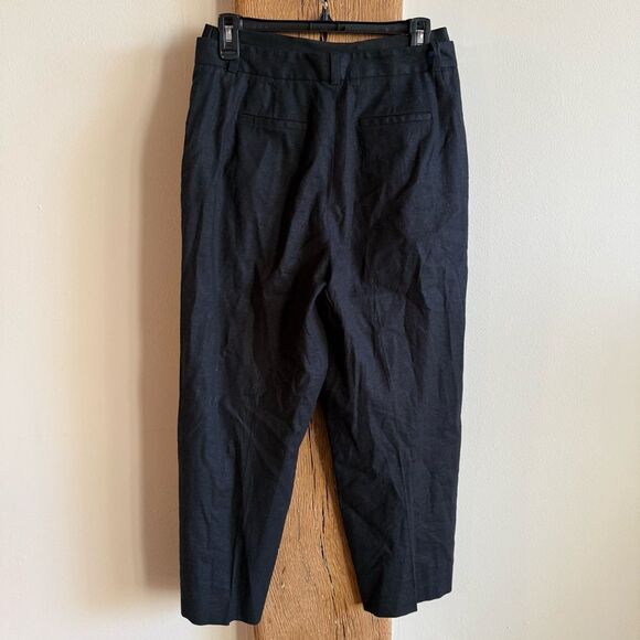 Favorite Daughter The Bea Pant Linen Blend Ankle Straight Trouser Black Size 6 - Picture 7 of 11